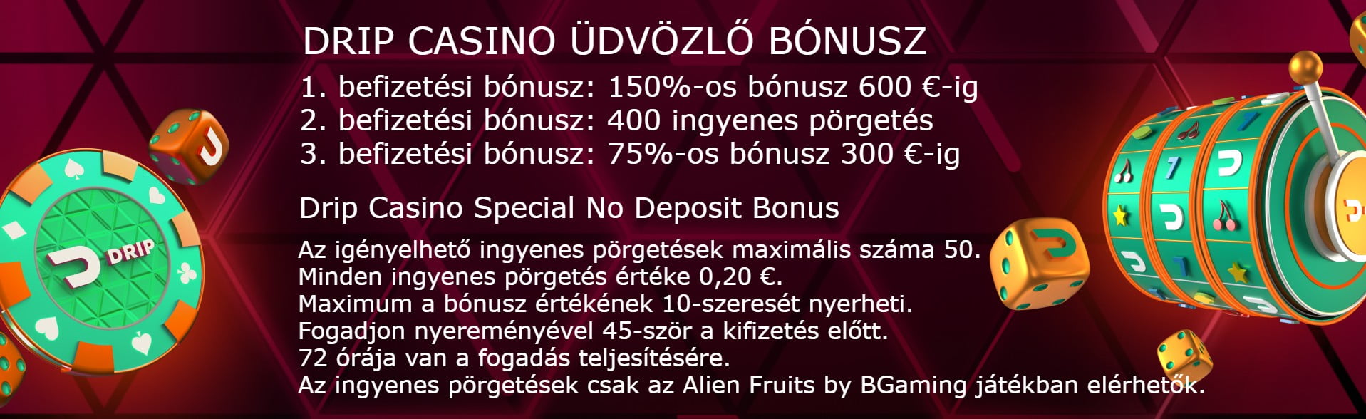 Drip Casino no deposit bonus